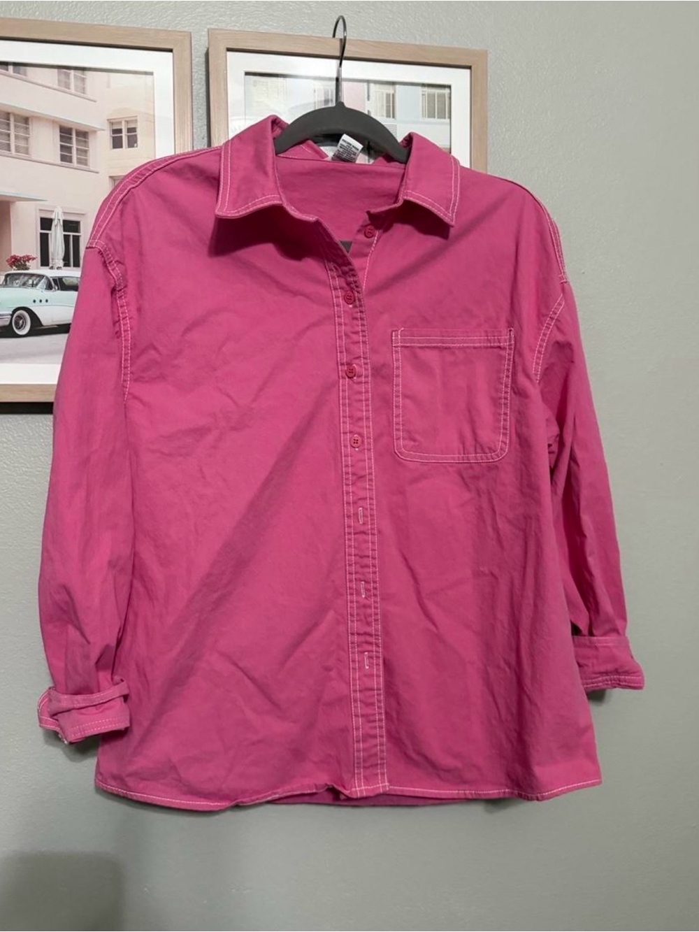 Bright Pink Button-Up Shirt